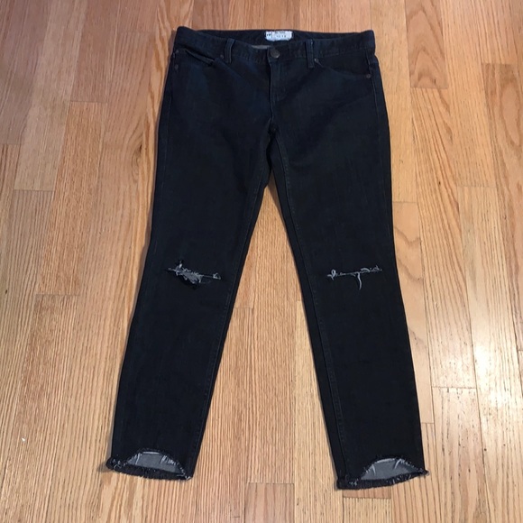 Free People Dark Wash Distressed Skinny Jeans 28 - Picture 1 of 7